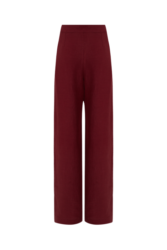 A Calça de Linho Bordeaux