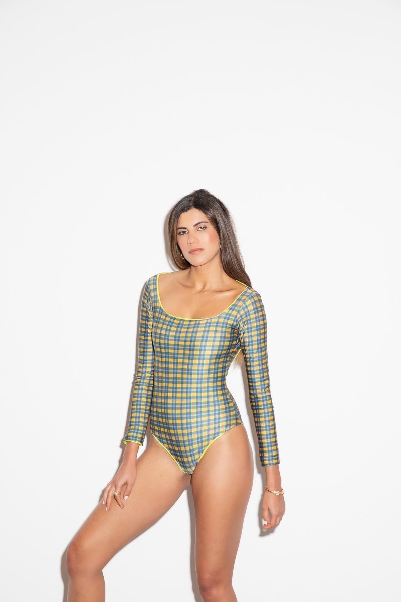 Maiô Ballerina Dupla Face Citron & Carreaux - Tann Swim