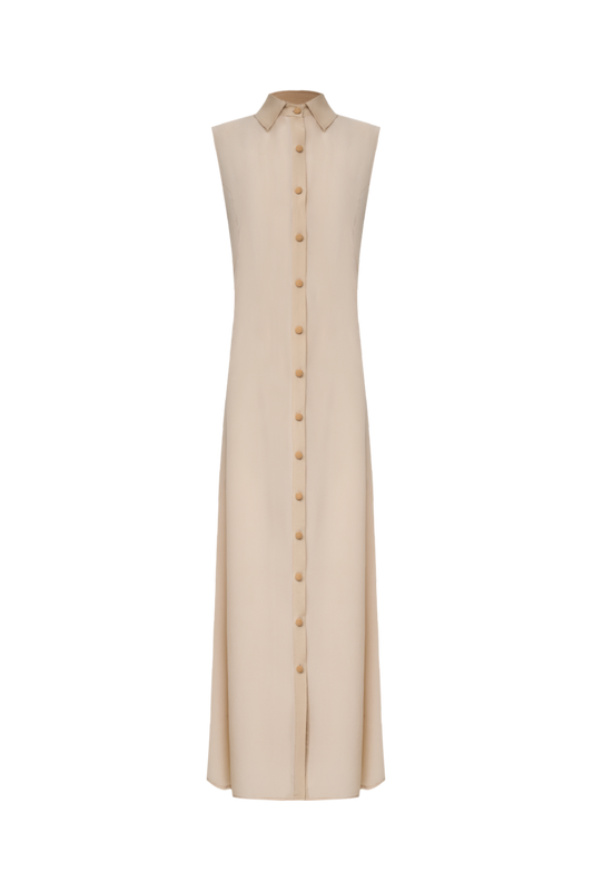 Chemise Regata Très Beige - Saída de Praia Longa em Seda Pura