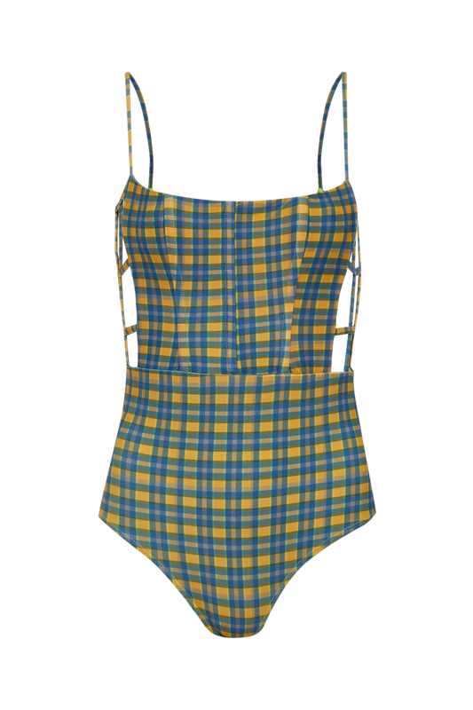 Maiô Peek-A-Boo À Carreaux