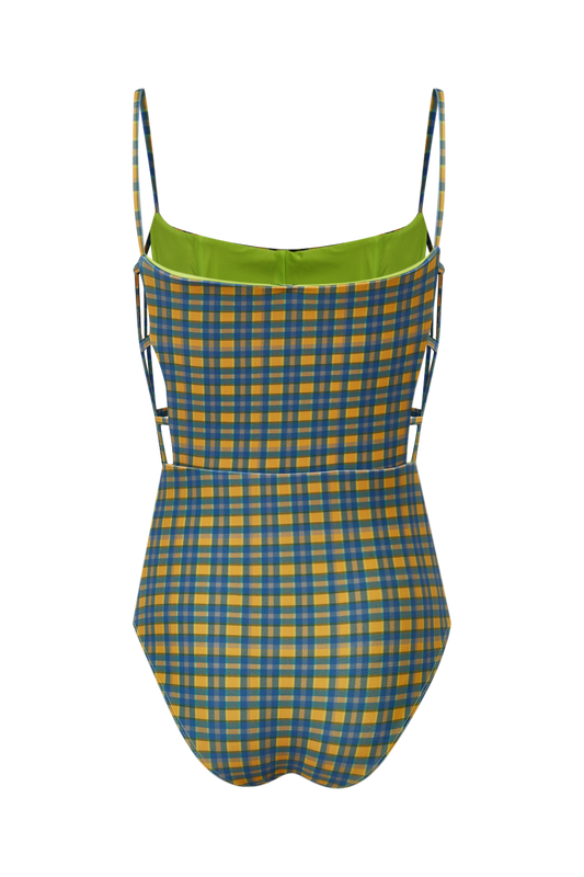 Maiô Peek-A-Boo À Carreaux