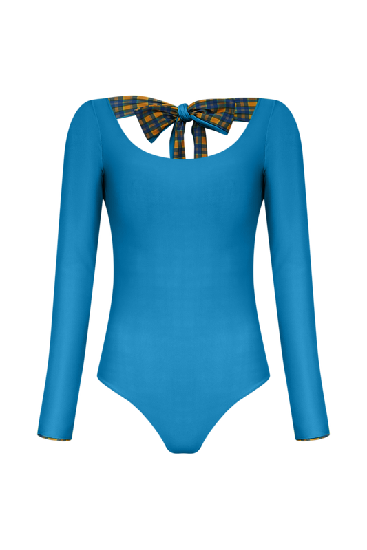 Maiô Ballerina Dupla Face Myrtille & Carreaux — TANN Swim