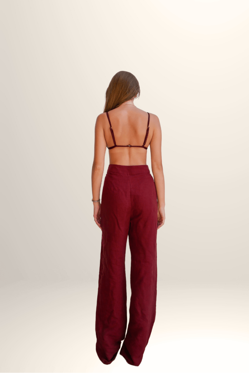 A Calça de Linho Bordeaux - Tann Swim