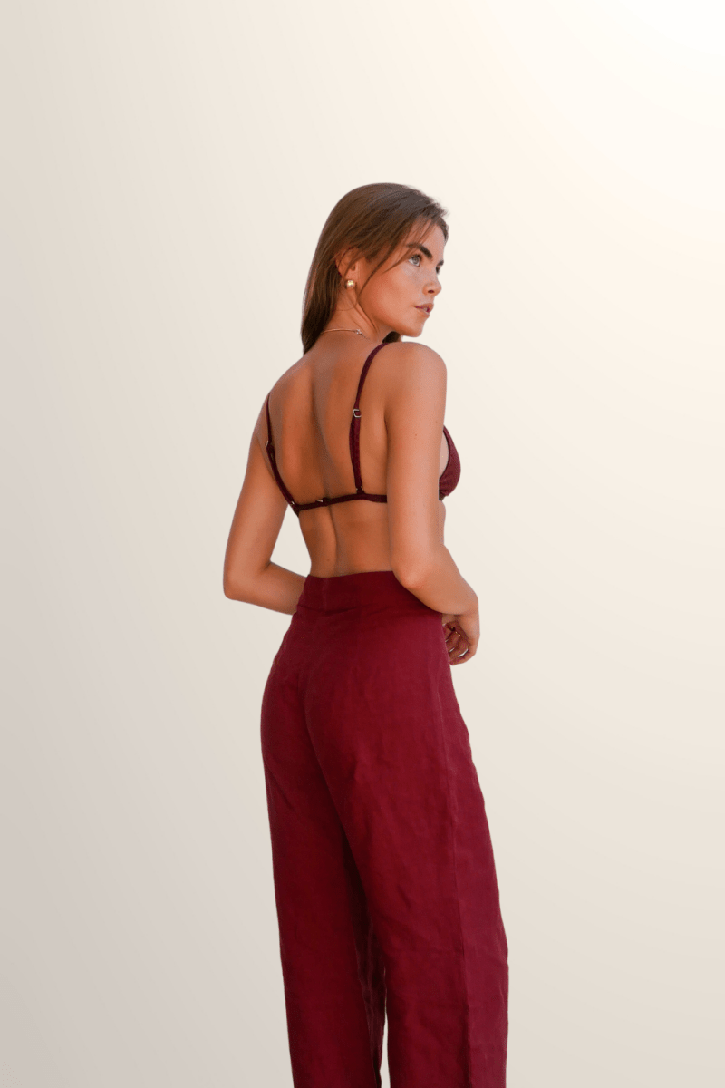 A Calça de Linho Bordeaux - Tann Swim