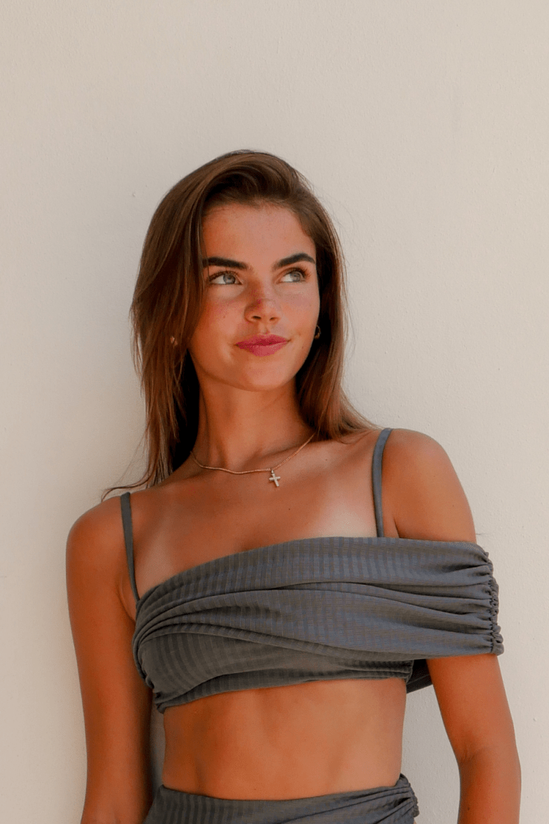 Top Interseção Duas Peças Gris - Tann Swim