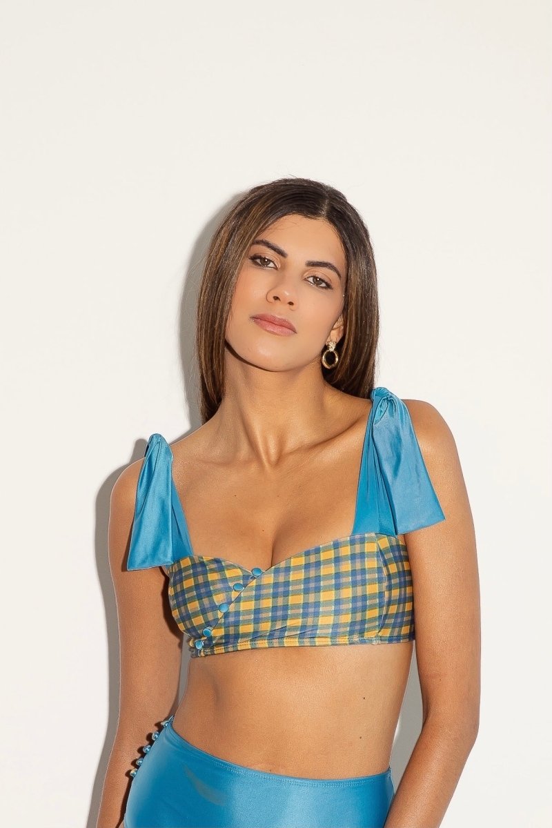 Top Knots Myrtille - Carreaux - Tann Swim